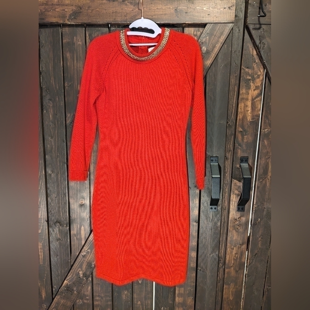 RED Calvin Klein sweater dress with chain detail, Size S